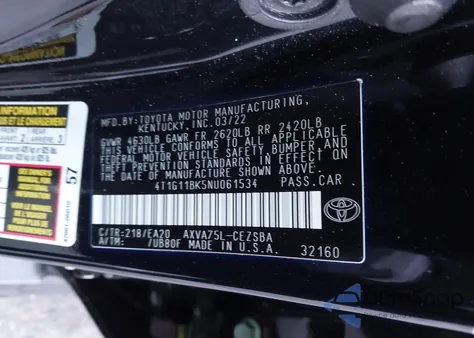 2022 Toyota Camry Se Awd из США, поврежденный, VIN 4T1G11BK5NU061534